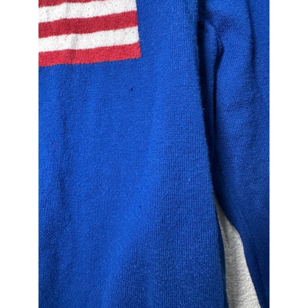 Crown & Ivy Blue American Flag Sweater Womens Small Cotton Wool Blend Crewneck - Picture 9 of 10